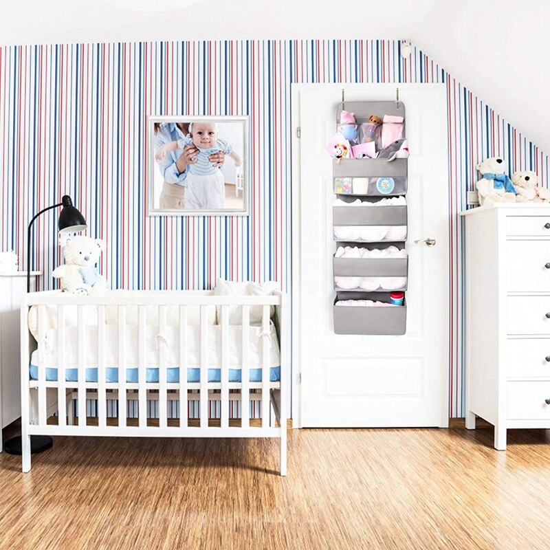 Over Door Hanging Organizer Storage - Pockets Closet Bathroom Baby Nursery Organizer Perspective Window Wall Mount