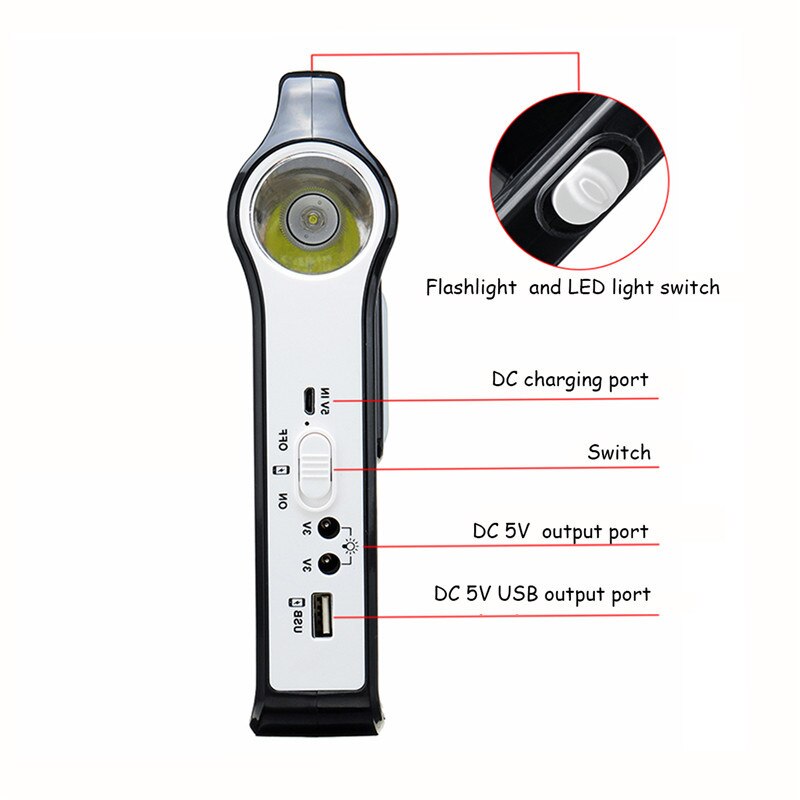 6V Solar Panel Power USB Charger Storage Generator Home System Kit Rechargeable 9W 2400mAh Portable ABS Solar Generator System