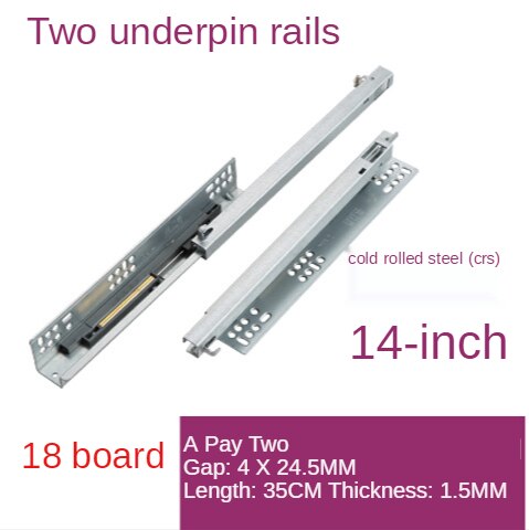 Rail coulissant de meuble à fermeture souple, deux sections de longueur: 14inch