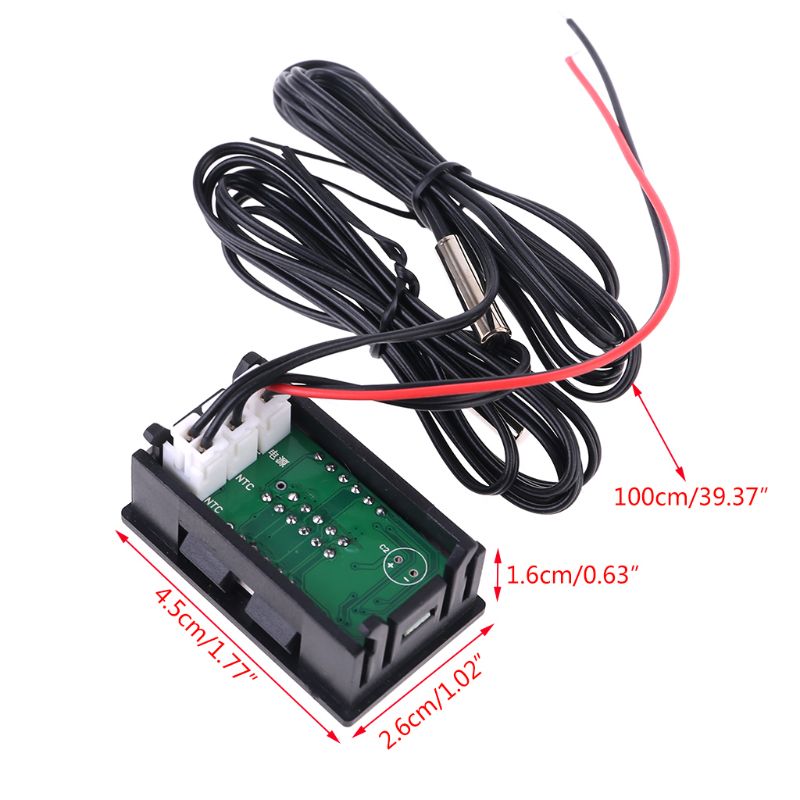 Dual Display Digital Thermometer Red+Blue Temperature Sensor Tester NTC Waterproof Metal Probe