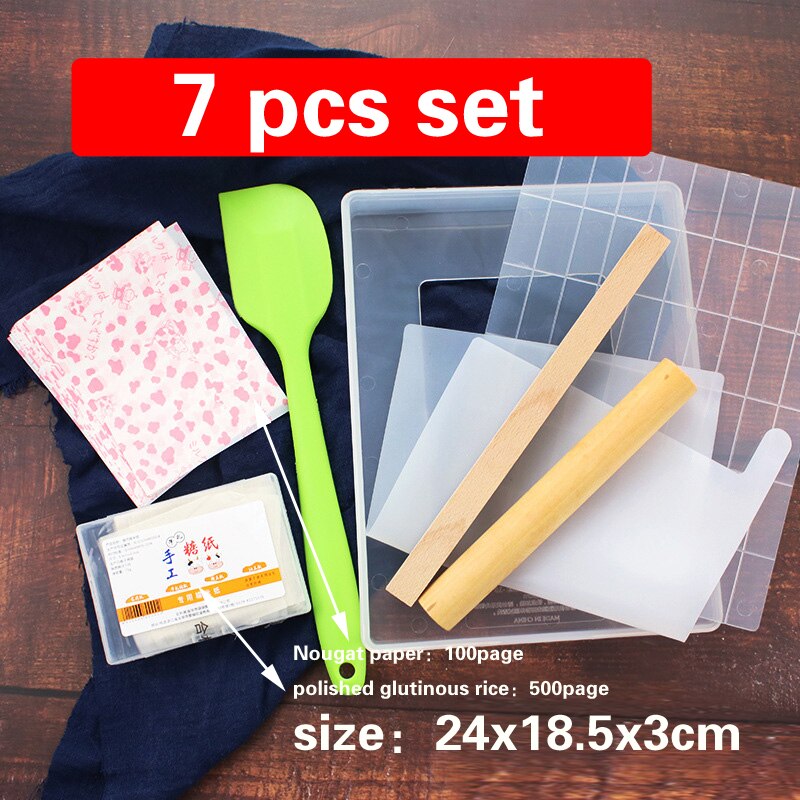 FAI DA TE Torrone Stampo FAI DA TE Candy Fare Stampi Trasparente Zucchero Maker Set Shaqima Torrone Fatti A Mano Vassoio Strumento di Rotolamento Spille tappetino In Silicone: 7 pcs set Small