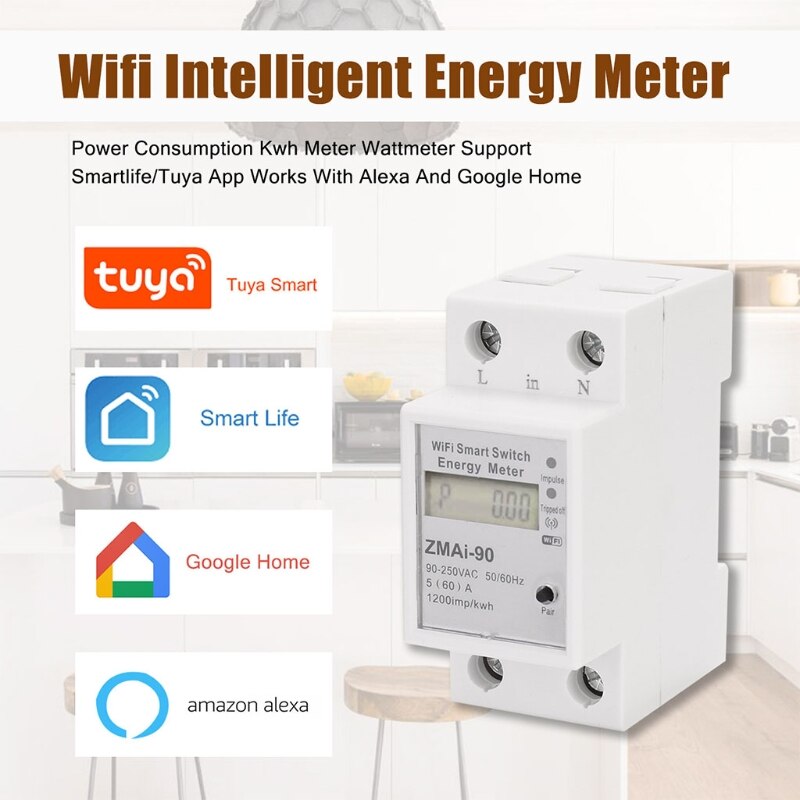 Wifi Intelligent Energy Meter for Calculate Total Consumption for Home School and Office Decoration High Reliability