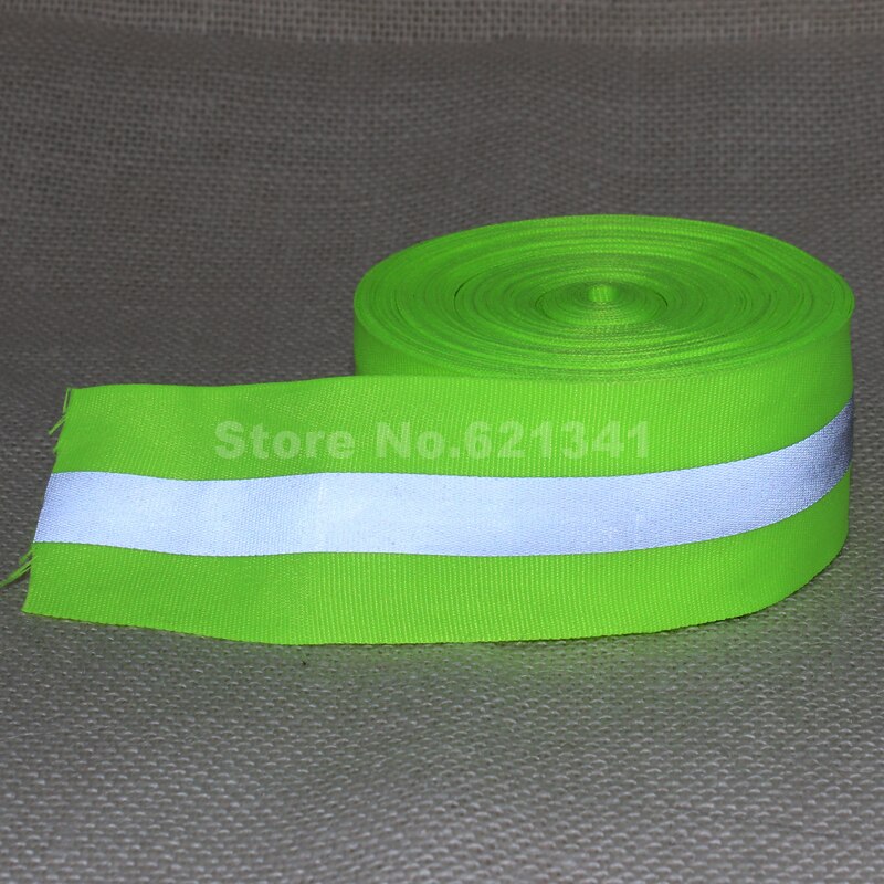 50mm*15mm(W) Fluorescent Green eflective Fabric Ribbon Webbing Tape Taps Strip Edging Braid Trim Sew On Tape