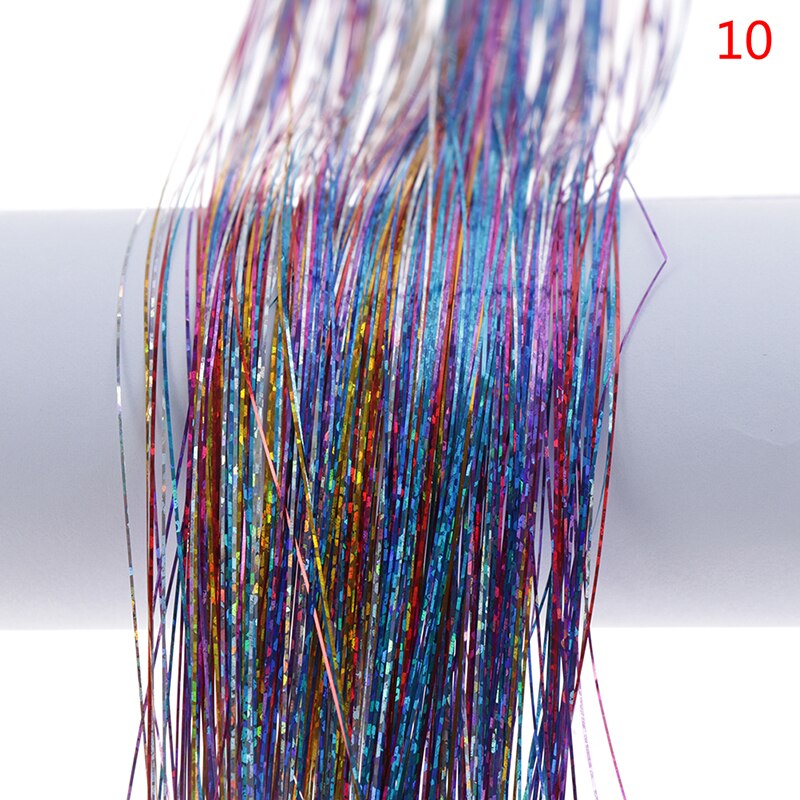 1 worek blask włosów blichtr Bling włosy Secoration dla syntetycznych robić przedłużania włosów brokat tęczy dla dziewcząt i imprezę 50x3.3cm: N10