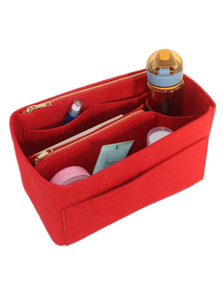 Purse Organizer Insert Felt Bags Handbag with Zipper Tote Shaper Portable Multi Pocket