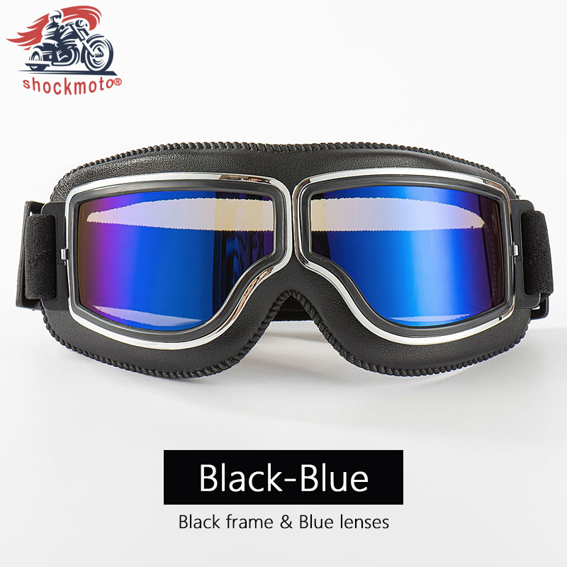 Universal Motorcycle Vintage Goggles Leather Motorbike Scooter Biker Moto Glasses Goggles for Steampunk Helmet Goggles Dustproof: Beige