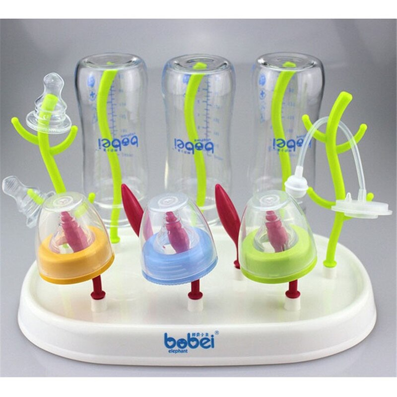 Babyflesborstels droogrek babyflesreinigingsborstels afdruiprek opbergrek boomvormig droogrek voor babyflessen