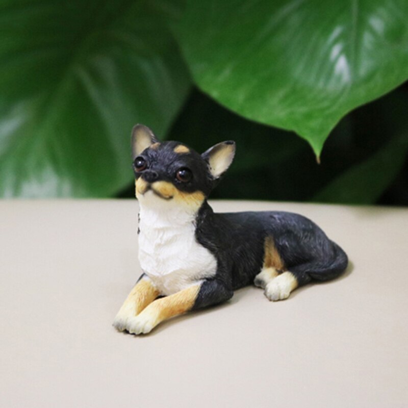 Mini chihuahua hund model bil dekoration harpiks håndværk samling dekoration hjem indretning håndværk ornamenter: Lysegrå