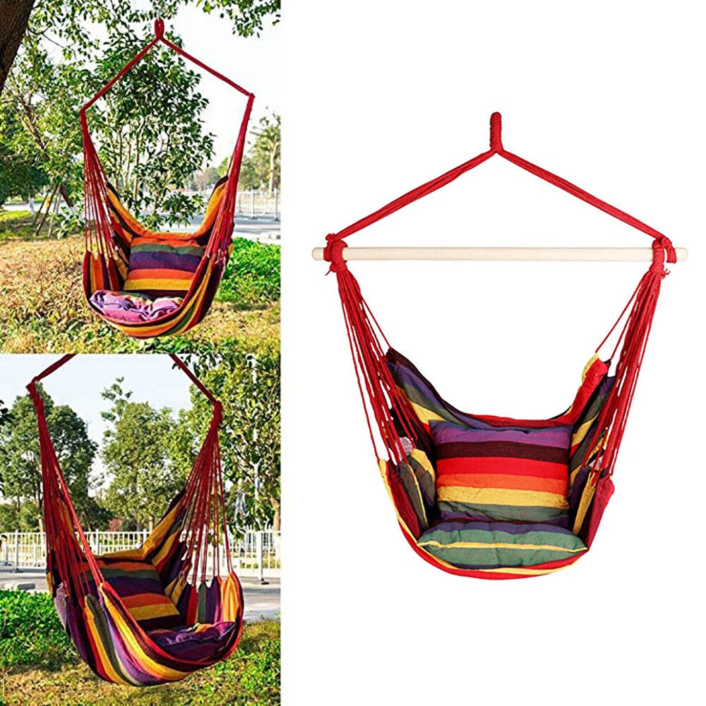 Hanging Rope Hammock Chair Swing Seat Large Hammock Chair Relax Hanging Swing Chair for Indoor Outdoor Camping Child Adult