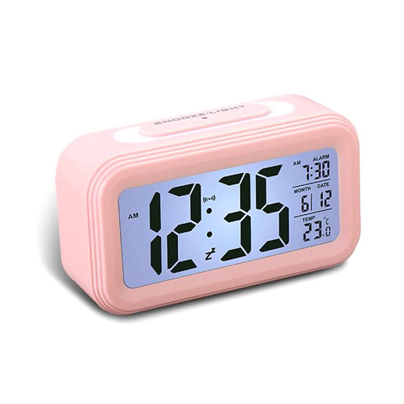 Led Digitale Wekker Multifunctionele Elektronische Smart Digitale Lcd-scherm Intelligente Sensation Backlight Snooze Kids Klok: Pink