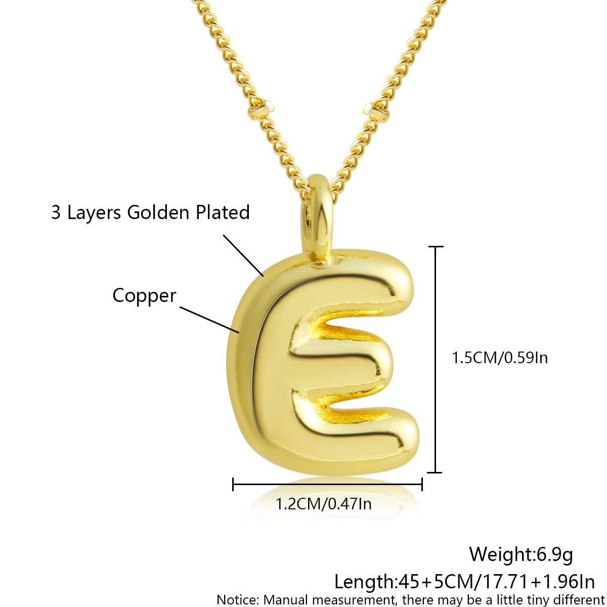 MHS.sole Nuovo carino ottavino palloncino a bolle collana iniziale colore oro mini paffuto 26 lettere dell'alfabeto collana con ciondolo gioielli regali