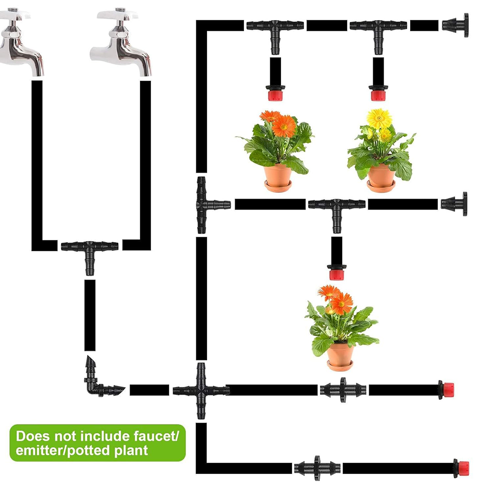 100pcs Drip lrrigation System Accessories lrrigation Drip 1/4inch Tube Flower Pot Vegetable Garden Lawn Water Hose Fitting