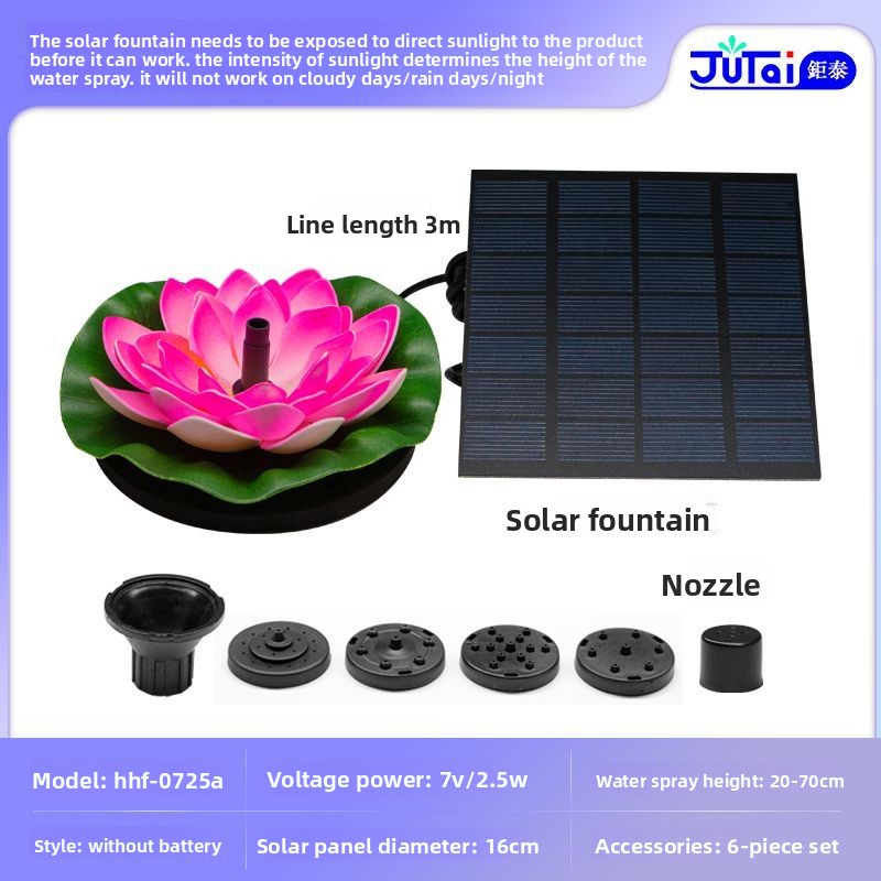 Solar Fountain Outdoor Garden Water Feature Floating Bird Bath No Electricity Needed: black