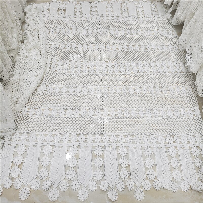 Tela de encaje para vestidos, cordón de guipur clásico, blanco puro, amigable con la piel, Africano, para boda, NN277_R: Popular design4