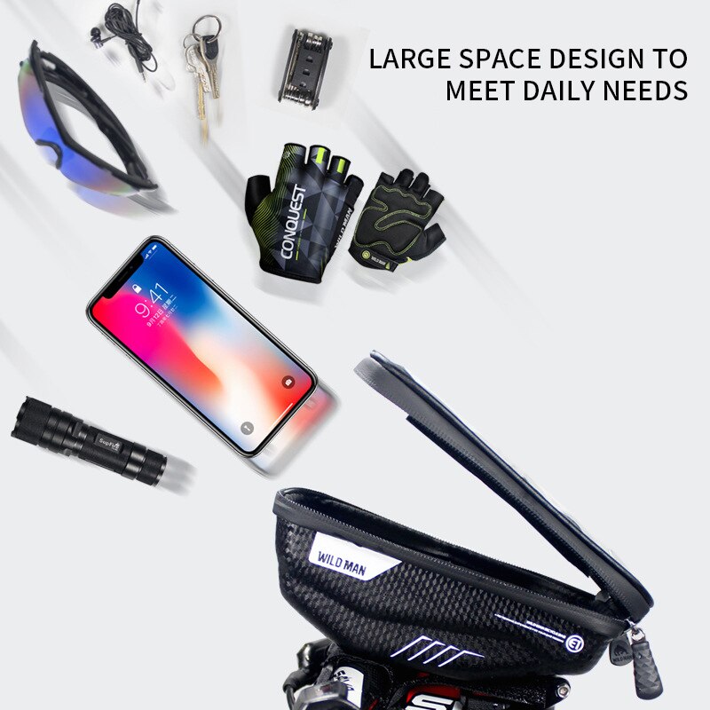 6.5' Rainproof Bicycle Bag Phone Holder Reflective Bike Cycling Bag Touch Screen Bag Phone Case For iPhone SE 11 Pro Max Samsung