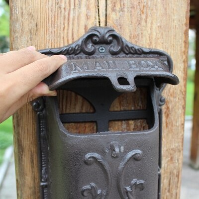 Retro stil vattentät tidning brev brevlåda postlåda post cse box gjutjärn vintage pastoral hem väggmonterad brevlåda