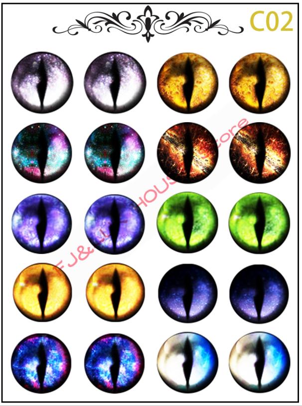 10 paren/set Stralende Kat Ogen Chips Patroon DIY Star Shining Kat Ogen Stijl voor DIY Maken Blyth BJD Poppen Oog DIY Gereedschap: C02