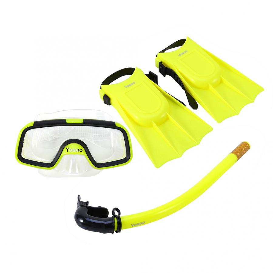 Children Kids Swimming Diving Silicone Fins+Snorkel Scuba Eyeglasses+Mask Kit Swimming Diving Equipment