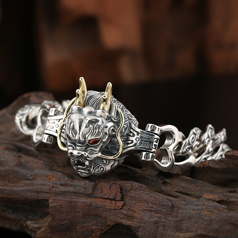 Dominanter Trend: silbernes herrenarmband mit drachenmotiv Ich bin chinesischen retro-stil, dick, Hüfte-hüpfen-schmuckaccessoire
