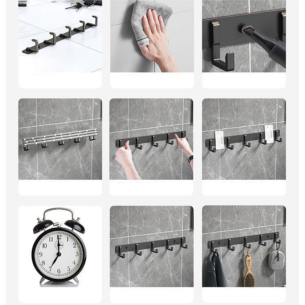 Perchas para cocina y baño, ganchos adhesivos portadores, toallas adhesivas fuertes, paredes de baño sin perforaciones montadas en la pared