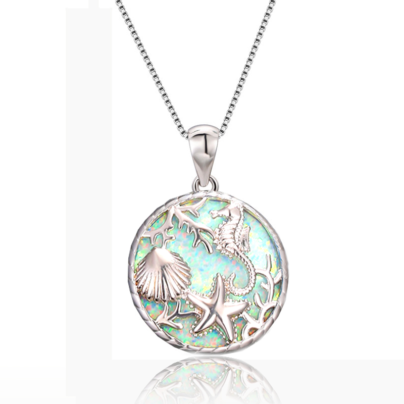 Böhmen süße Quallen-Anhänger-Halskette für Frauen, Inlay, blauer Opal-Imitationen-Halskette, Hochzeitsschmuck, Weihnachtsgeschenke für Sie: Durcheinander Überzogene