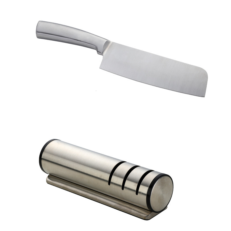 Afilador de cuchillos de cocina dorado de 3 etapas, herramienta para afilar cuchillos, piedra de afilar rápida, accesorios profesionales de Chef de acero inoxidable: Blanco