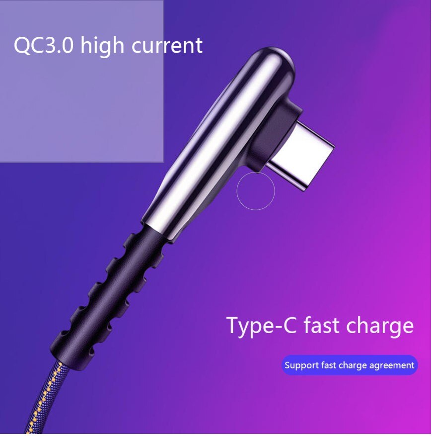 Gp Handelaar 90 ° Usb Type-C Kabel, Snel Opladen En Gegevensoverdracht, nylon-Koper-2 Meter-Blauwe Kleur