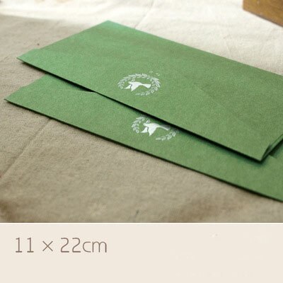 Ezone 1pc konvolut i europæisk stil trykt stemplingsmønster kraftpapir konvolut 11*22cm tegnebogskonvolut: Grøn