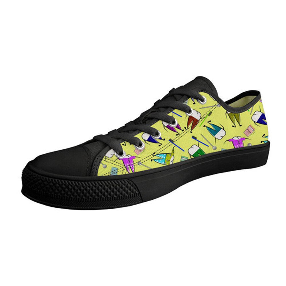 Chaussures personnalisées + chaussures plates hommes toile baskets dessin animé dentiste impression bas haut vulcanisé hommes chaussures espadrilles décontractées pour homme: HM390Z37