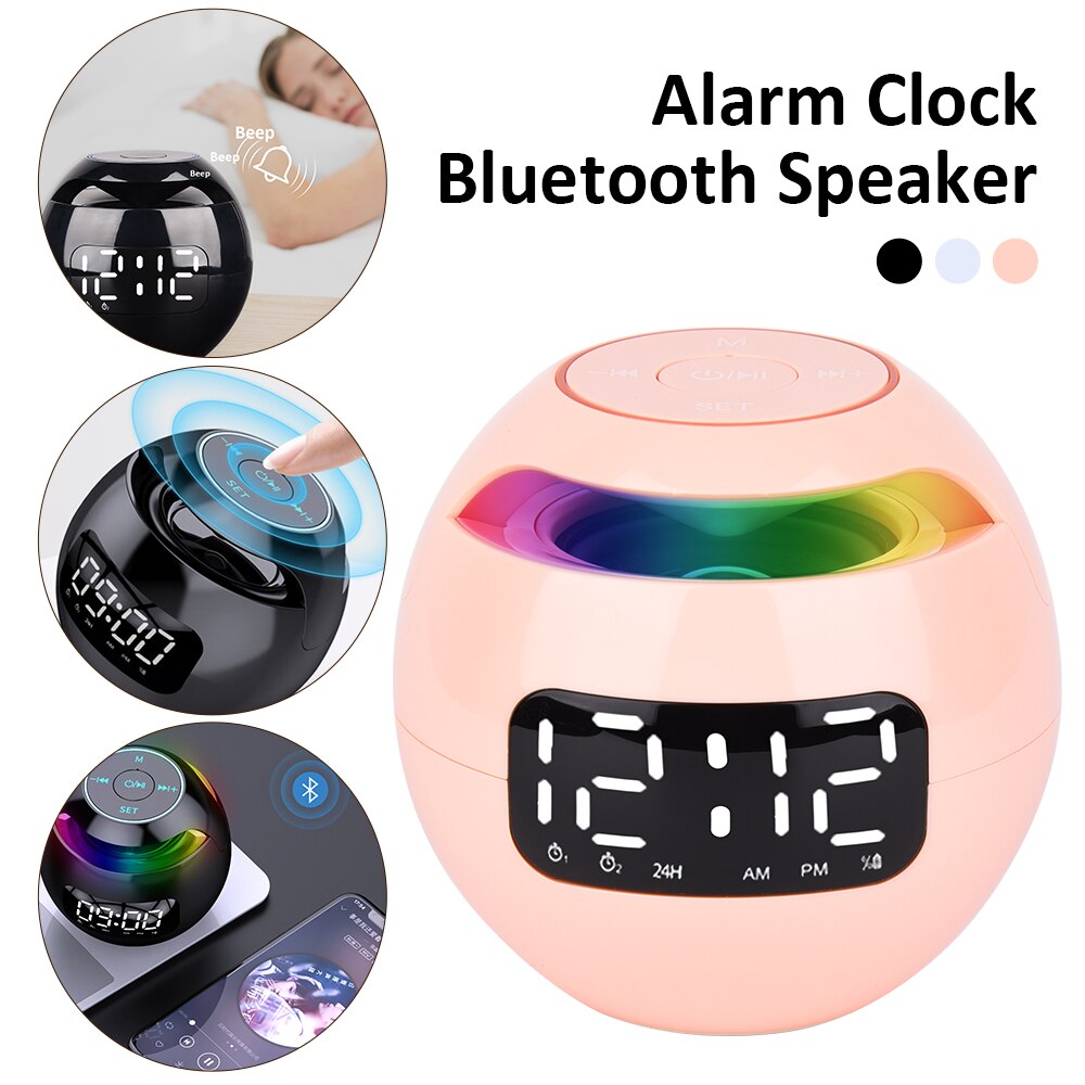 Mini Bluetooth Speaker Alarm Clock Wireless Bluetooth Sound Box With LED Display Digital Clock FM Radio Night Light Table Clock