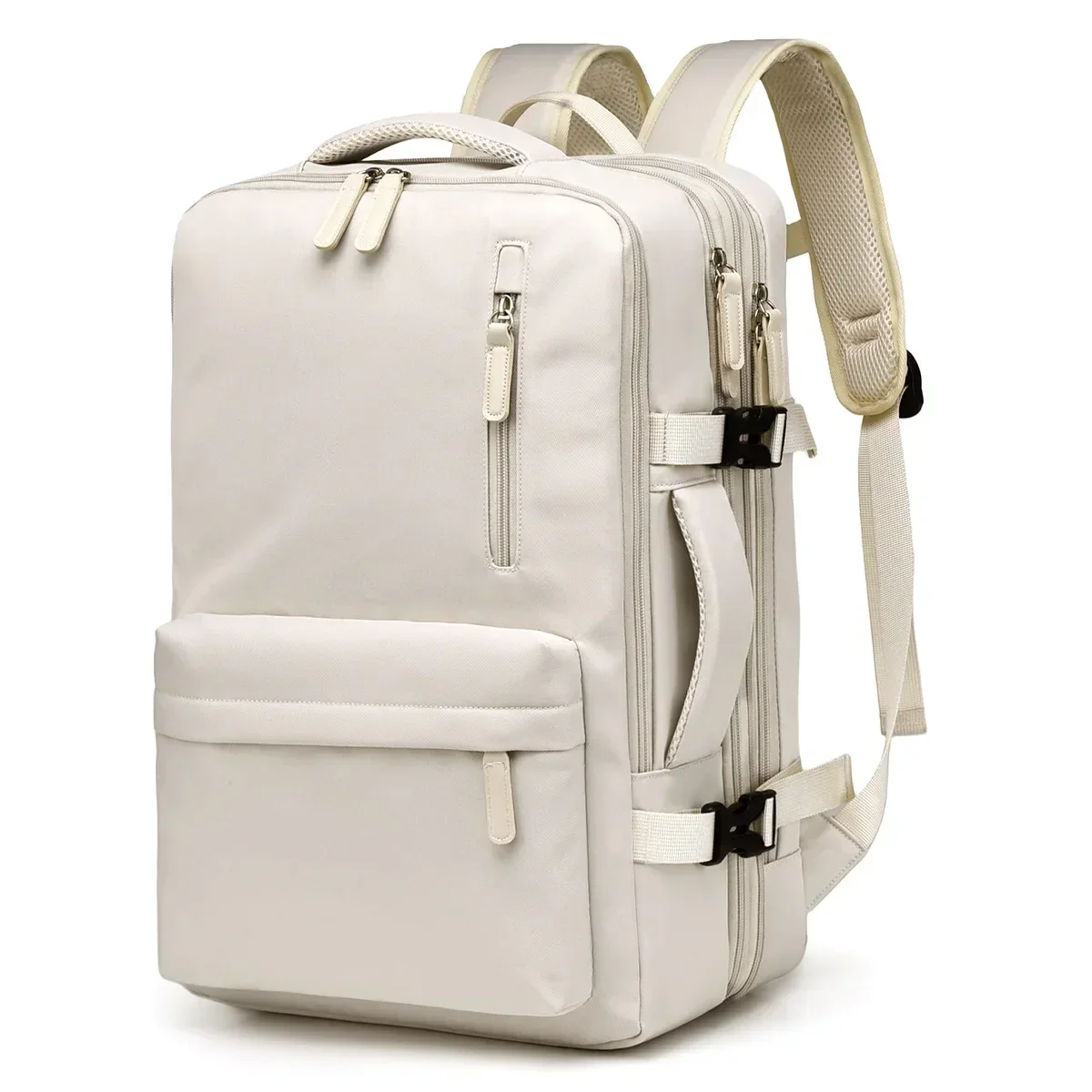 Mochila 40x30x20 avião, mochila de bagagem de mão de cabine, mochila para laptop para viagens de avião, mochila escolar, bolsa masculina e feminina: Bege