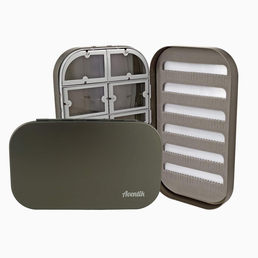 Aventik Aluminum Fly Box Fly Fishing Box EVA Foam Flies Boxes Fly Fishing Boxes 10 Compartments Fishing Boxes L: Gunsmoke Foam A