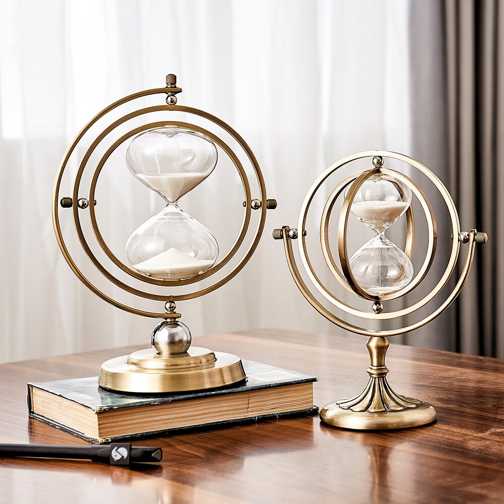 Creativity Retro Earth Hourglass Timer Metal 5/15/30/60 Minute Time Hourglass Table Cloc Decoration Home Desktop Decoration