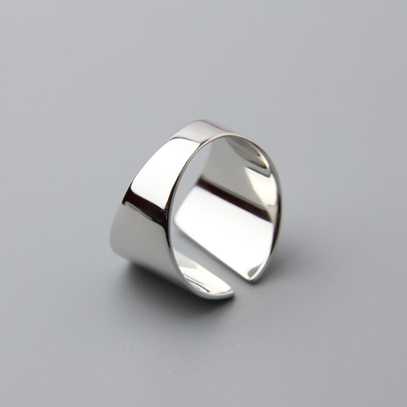 Anello regolabile grosso semplice geometrico liscio in argento Sterling 925 per regali di gioielli minimalisti delicati da donna