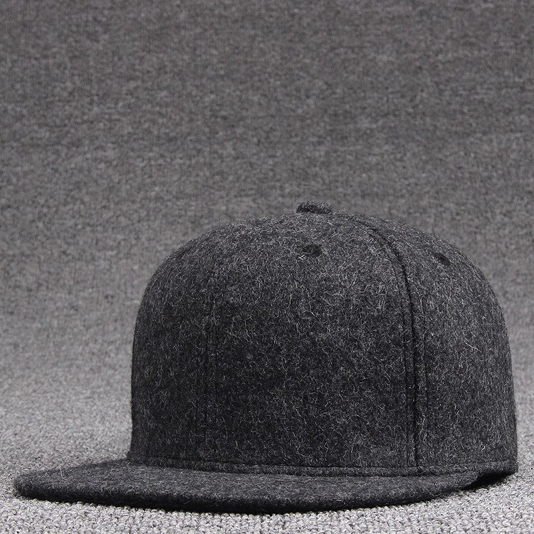 Voksen topp ull filt snapback caps vinter hip hop bboy flat peaked cap solid skateboard lue menn ull baseball hatter