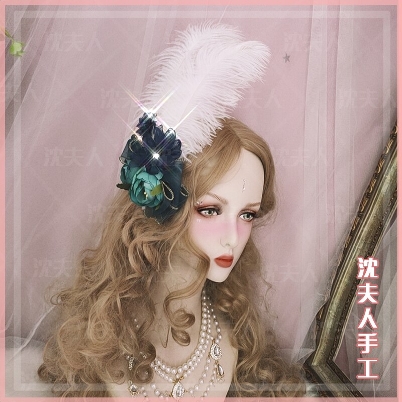 Chaîne de perles Lolita, chapeau en perles, fait à la main de Style palais, rétro, ornement de cheveux/Goth Cosplay, couronne de bijou multicolore: A   01