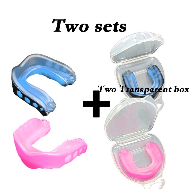 Adults Mouth Guard sports safety soft silicone tooth guard for taekwondo taekwondo boxing: blue and pink