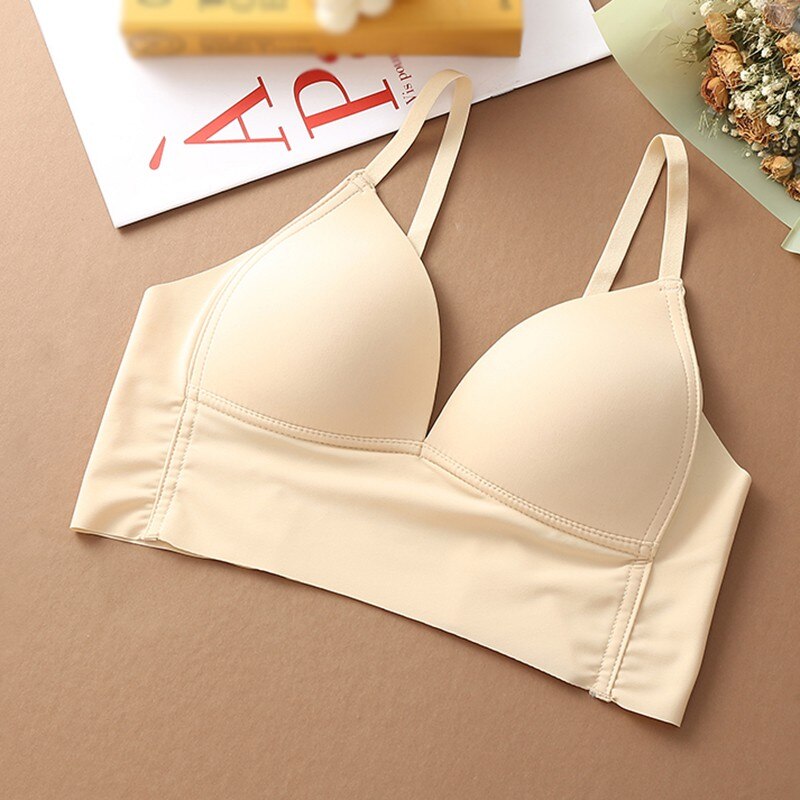 Women Push Up Bras Women Seamless Lingeries Underwear Soft Comfortable Padded Bras: Beige / M