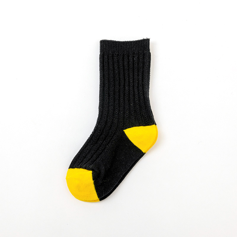 1 Pair Korean Style Mid Tube Socks for Children Four Seasons Solid Color Soft Cotton Boys Girls Casual Socks College Sports Sock: Black / S(1-3 Years Old)