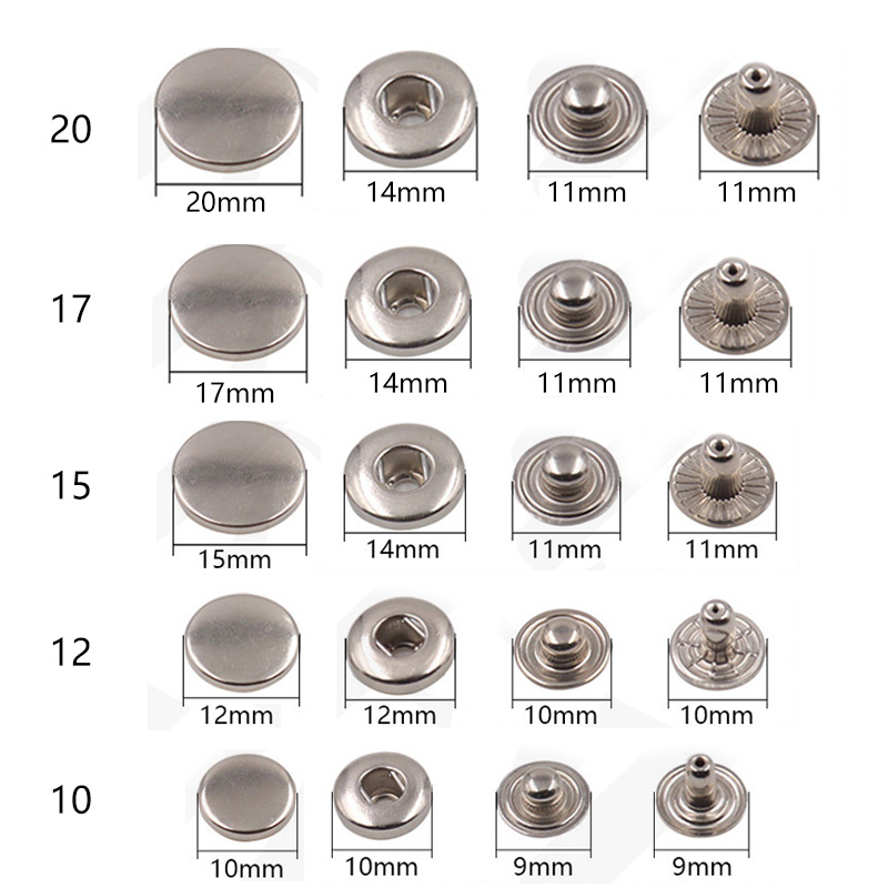 10 ensembles 10-20mm cuivre matériel quatre boucle Pack métal boutons-pression couture bouton pression attaches couture cuir artisanat vêtements sac