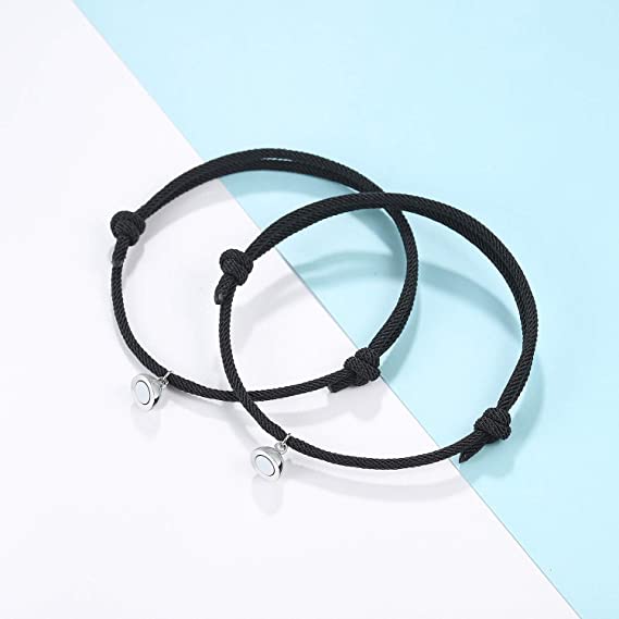 2 teile/para Magnet Paar Armbinde Adjustbale Schwarz verrotten Seil Braslet Gepaart Beste Freund Braclet Liebhaber Pulseras