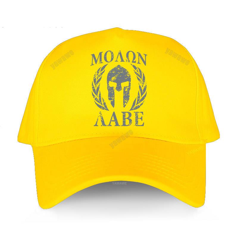 Cool Spartan Spartan Molon Labe Snapback Cap Man Pre-shrunk Cotton Sparta Trojan Helmet Boyfriend Caps Baseball Cap: yellow