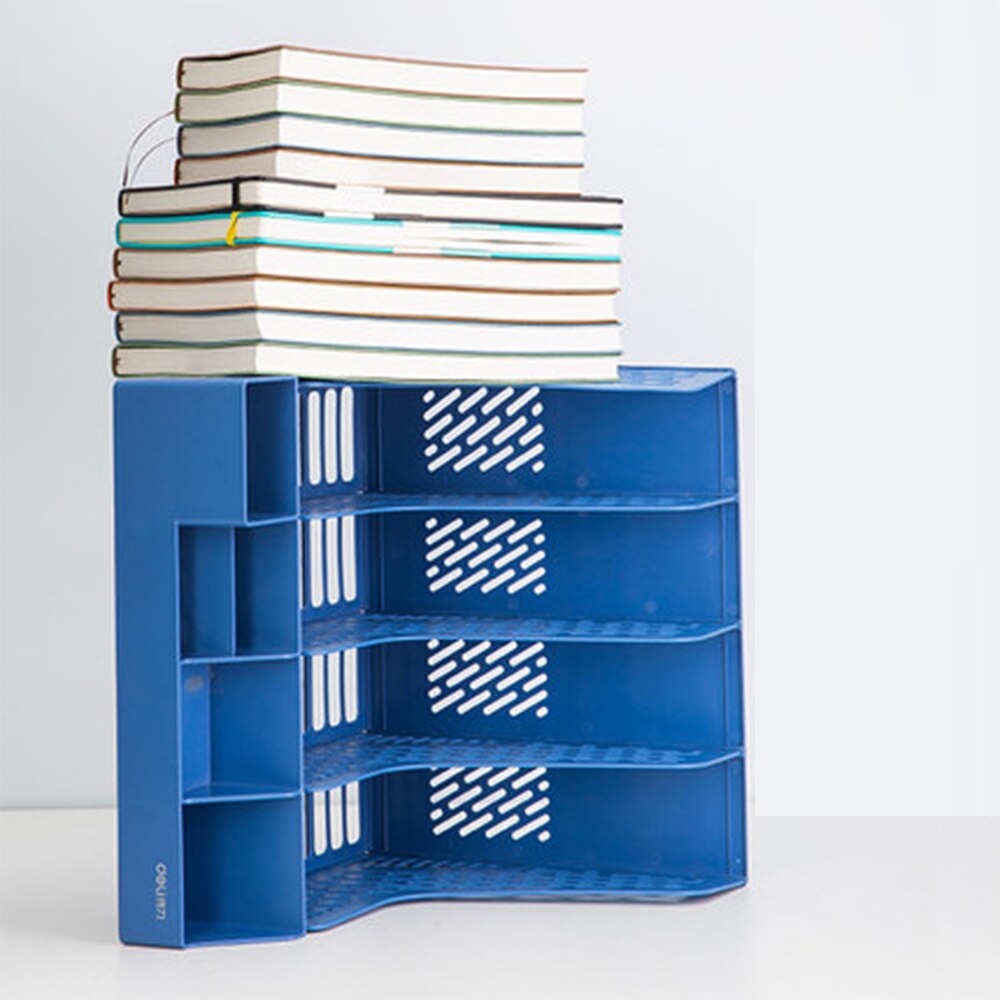 Deli Large Capacity Thickened Folder Storage Box Pen Holder Multi-layer File Rack Book Stand Office Supplies File Storage Basket