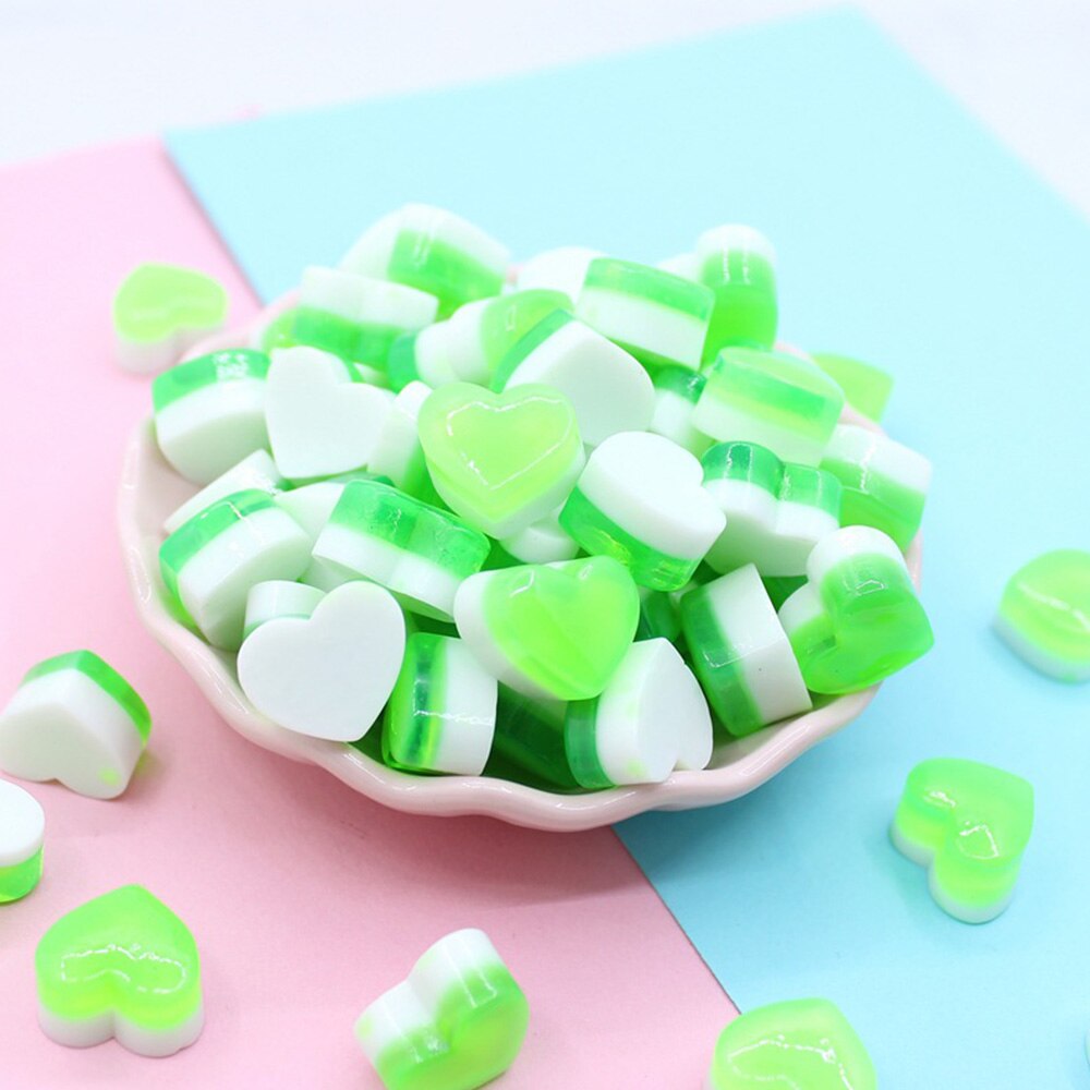 10 sztuk tęcza galaretka kocham serce wata cukrowa plastikowa symulacja cukierki plastikowe akcesoria DIY artystyczna zabawka biżuteria akcesoria: zielony
