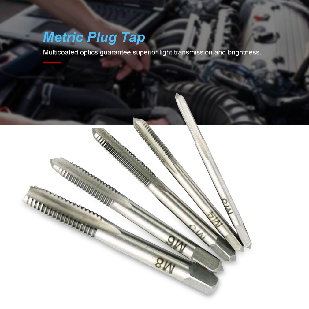 Tapping Screw Thread Metric Plug Taps 5pc Ball Bearing Steel Machine Hand Tap M3-M8 Set Hand Grinding Carving Tool