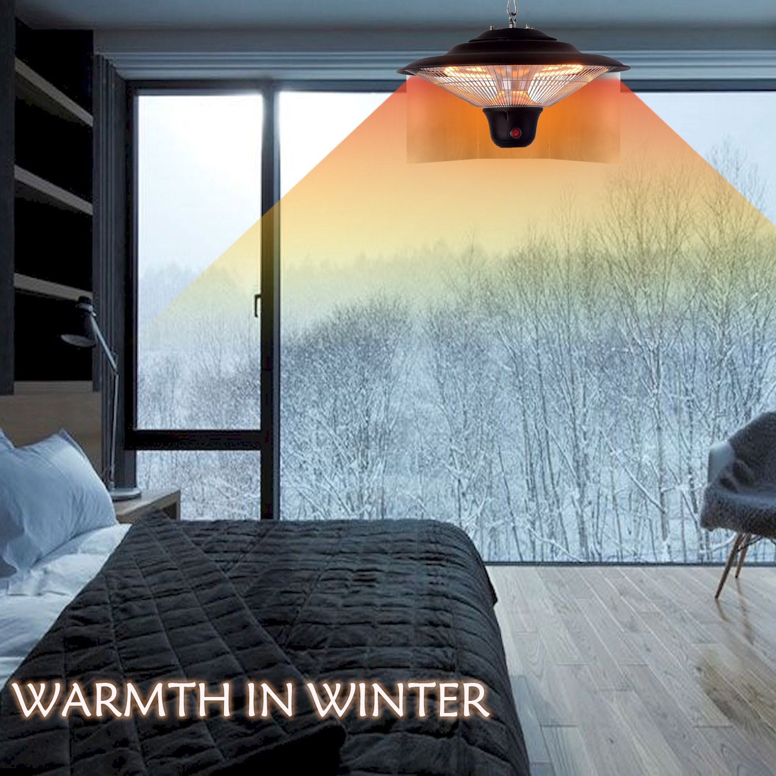 Hanging Courtyard Heater Reflector Hood Patio Outdoor Heater Reflector Propane and Natural Gas Folding Outdoor Heater