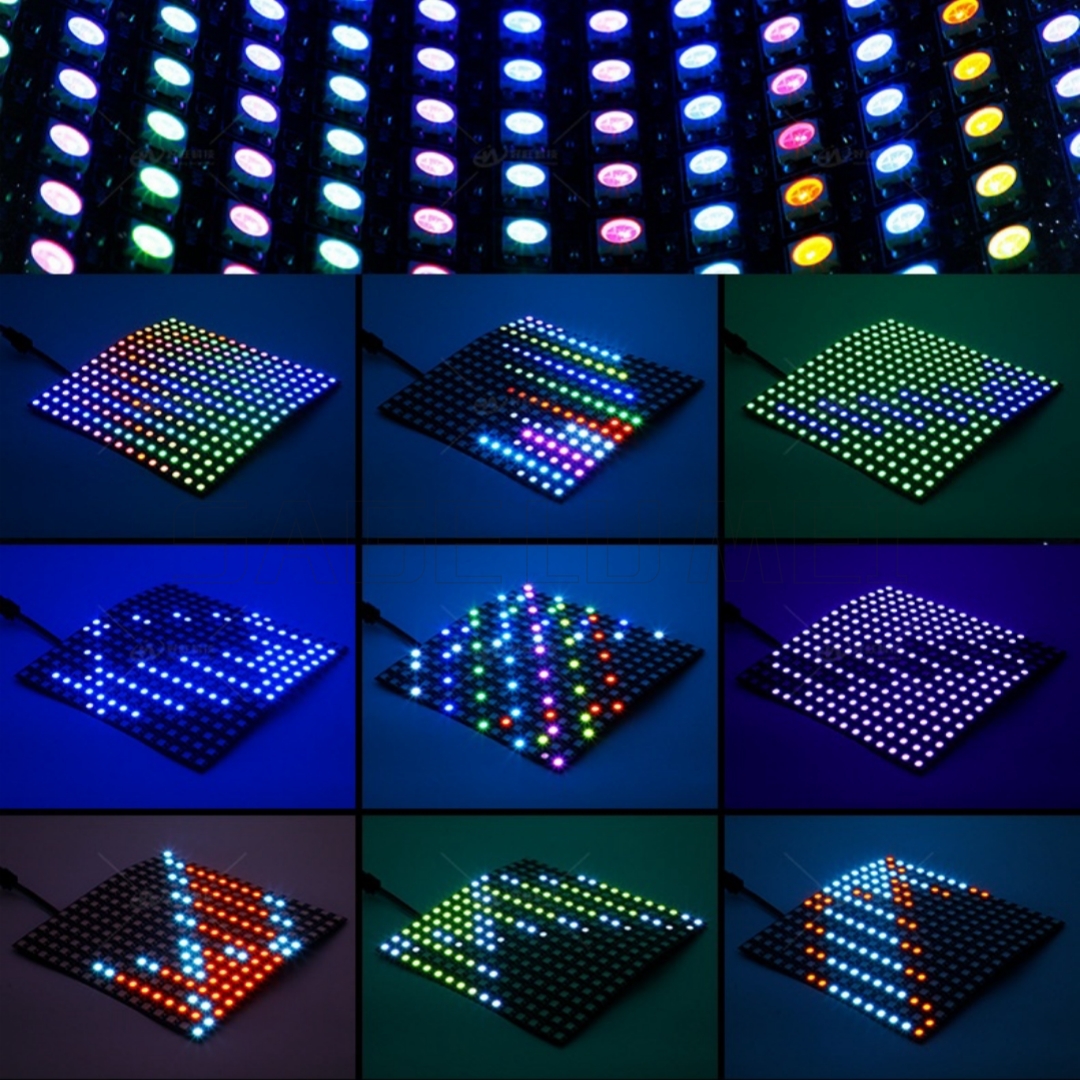 Ws2812b rgb led digital fleksibel individuelt adresserbar led panellysstripe  ws2812 8 x 8 16 x 16 8 x 32 modulmatriseskjerm  dc5v