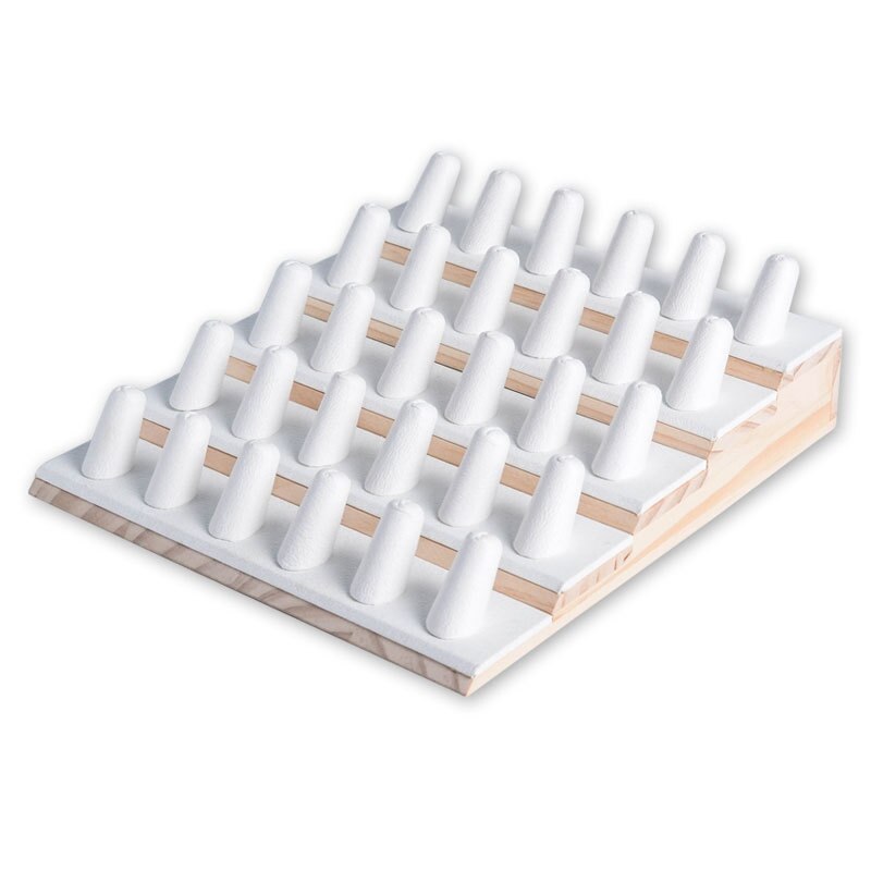 Blanc PU doigt anneau vitrine d'affichage support organisateur bijoux stockage compteur