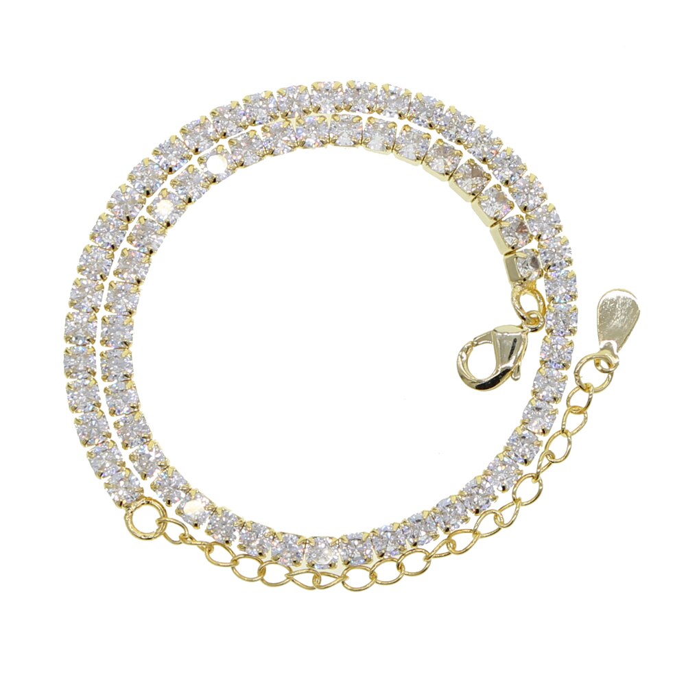 Été arrivé 3MM hip hop glacé bling blanc rose cz chaîne de tennis cheville cheville pour les femmes dainty bijoux de mariage: gold 21with5cm