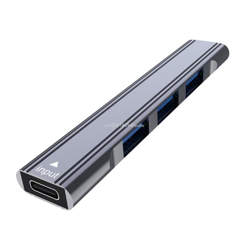 Hub USB 4 ports Hub USB 1x3.0 Hub 3x2.0 Hub USB C répartiteur pour imprimante d'ordinateur portable: Espace Gris